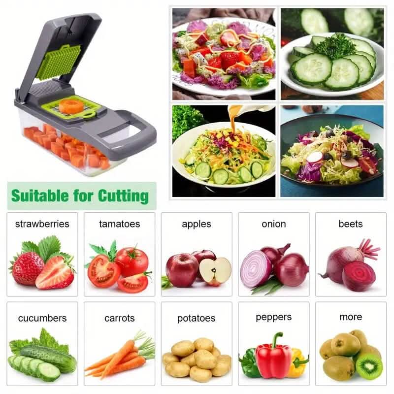 14-in-1 vegetable chopper product packaging kitchen meal prep tool