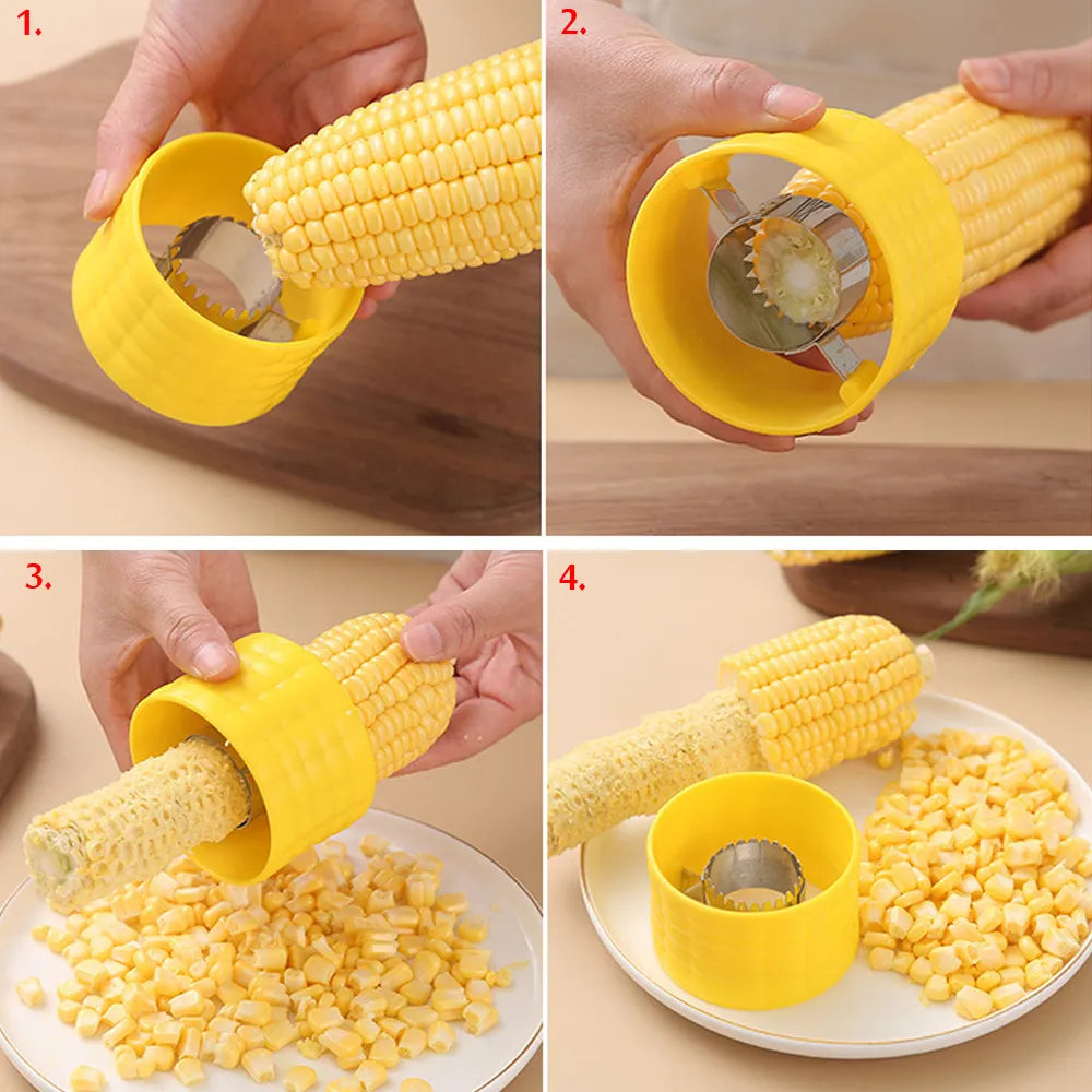 Corn cob peeler stripper product side view yellow kitchen gadget