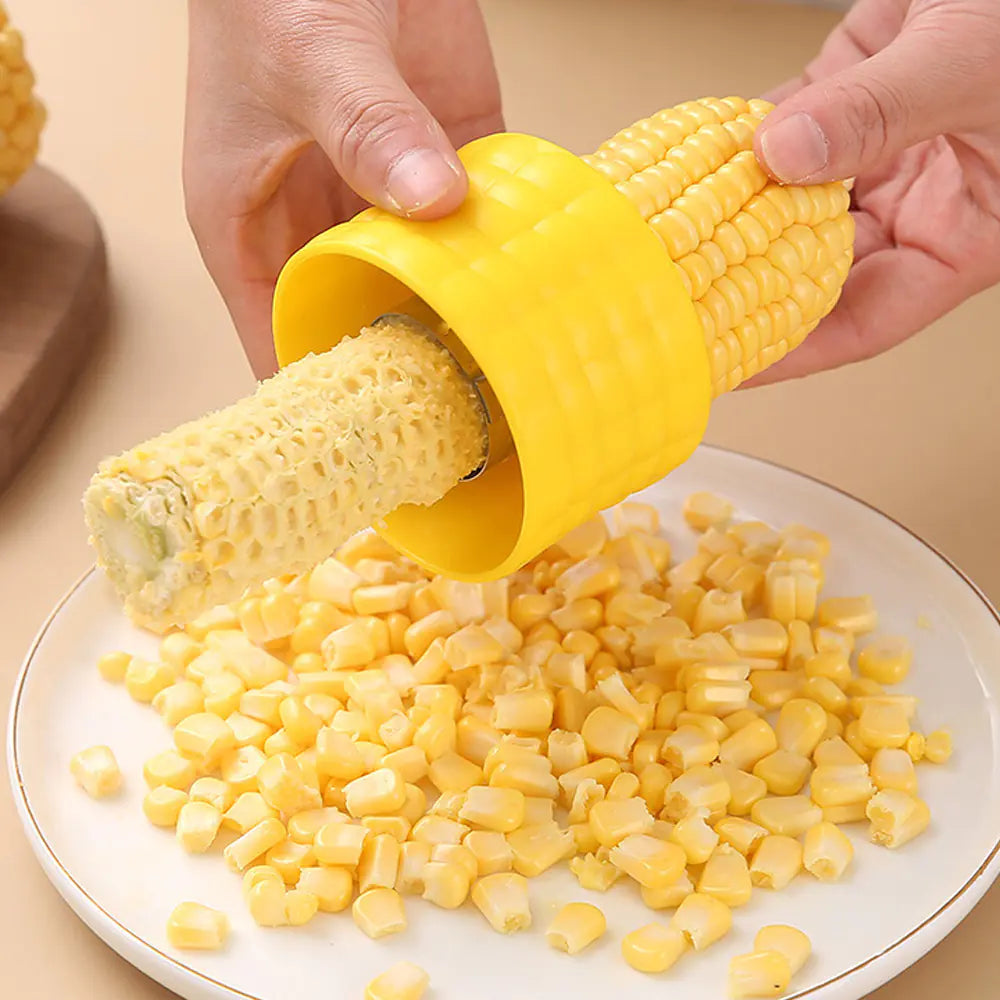 Corn stripper peeler cob cutter yellow compact kitchen gadget