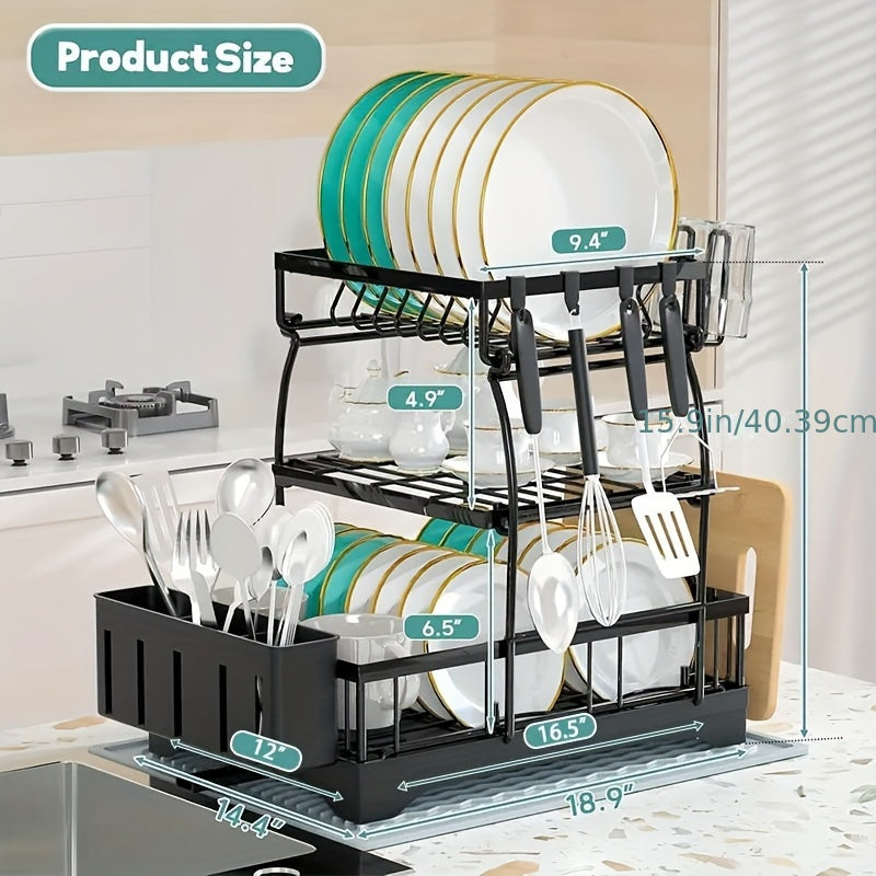 Stainless steel dish rack full setup kitchen counter organization
