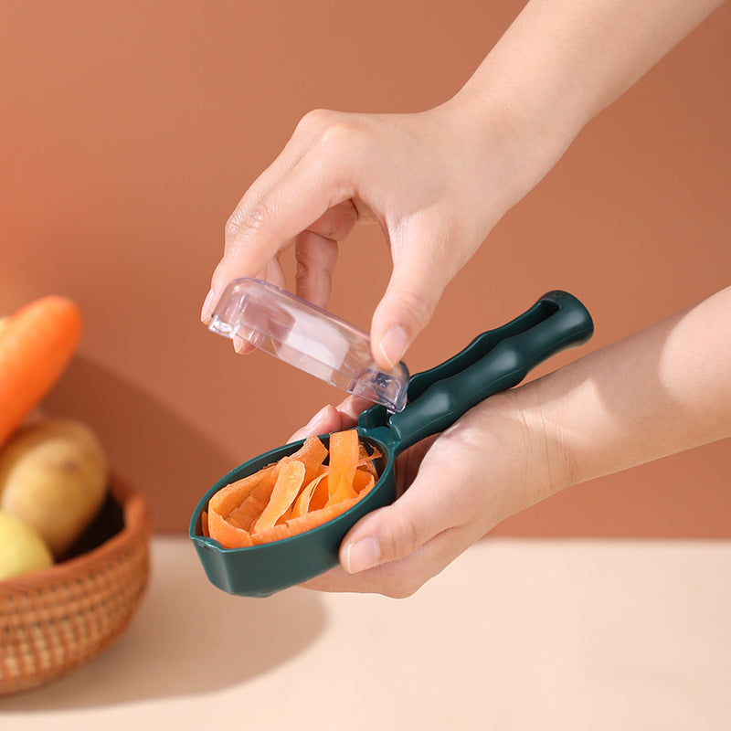 Peeler with blade cover storage dark green color kitchen tool