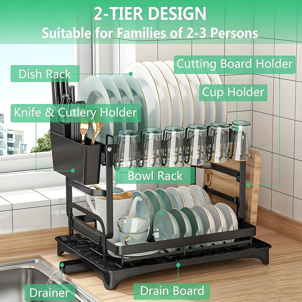 2-layer dish rack draining board kitchen sink countertop organizer