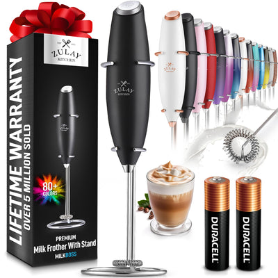 Zulay electric handheld milk frother black color battery operated coffee tool
