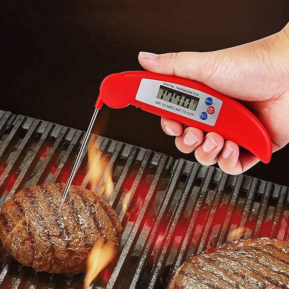 Instant-read digital meat thermometer probe black color for grilling