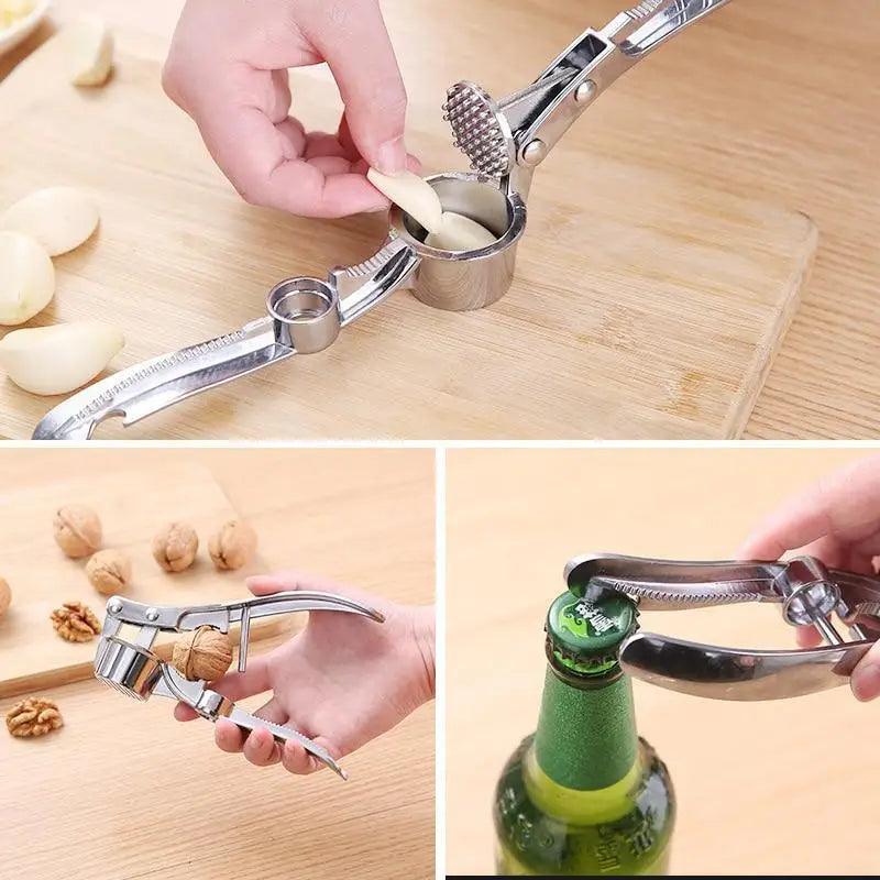 Handheld garlic press masher stainless steel style 3 view