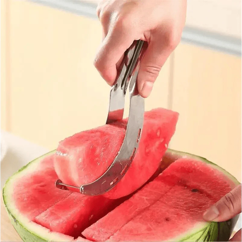 Eco-friendly watermelon slicer stainless steel close-up blade view
