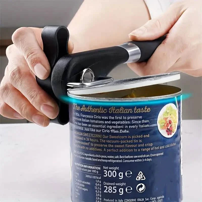 Multifunctional can opener stainless steel side view kitchen gadget