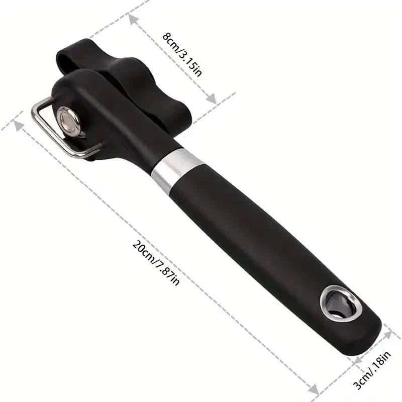 Multifunctional can opener stainless steel product angled view