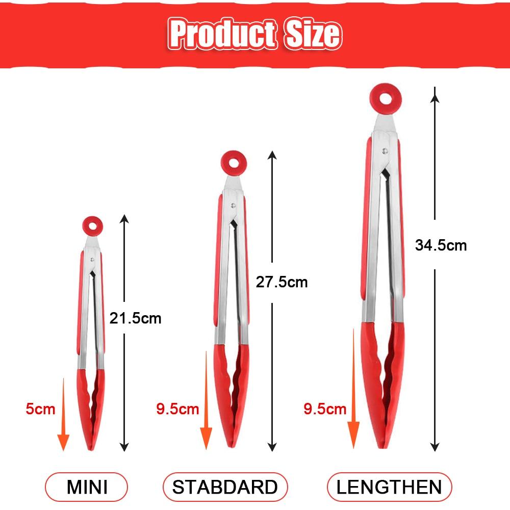 BBQ grilling tongs 7-inch red silicone non-stick kitchen tool