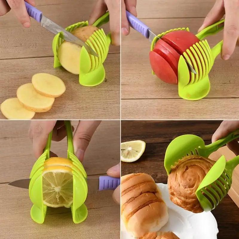 Compact handheld slicer for bread fruit and vegetables