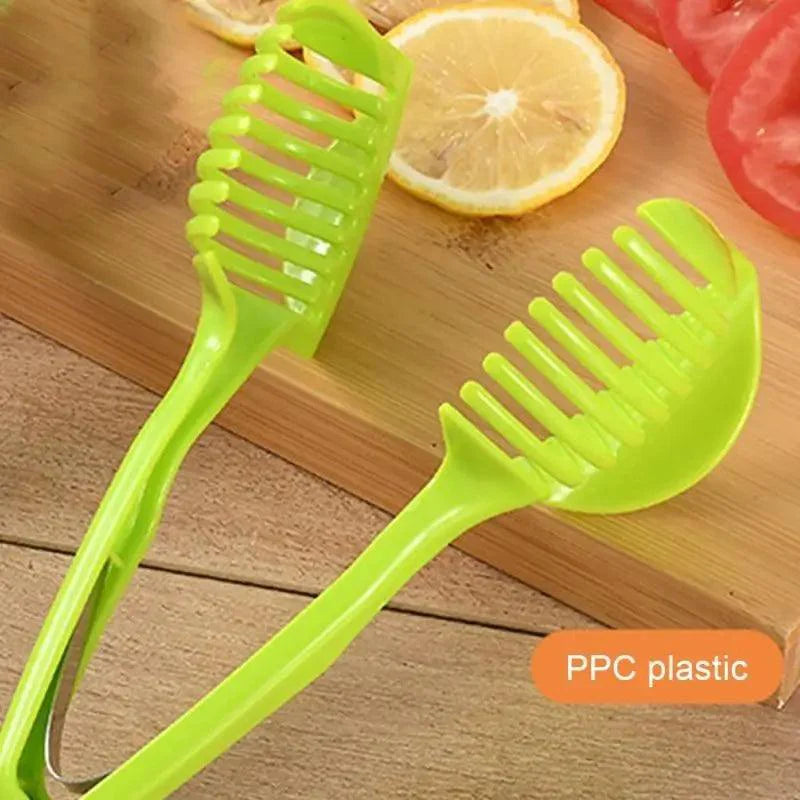 Handheld tomato bread slicer kitchen accessory dimensions view