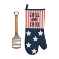 Denim grill mitt set 2-piece heat-resistant BBQ oven gloves durable