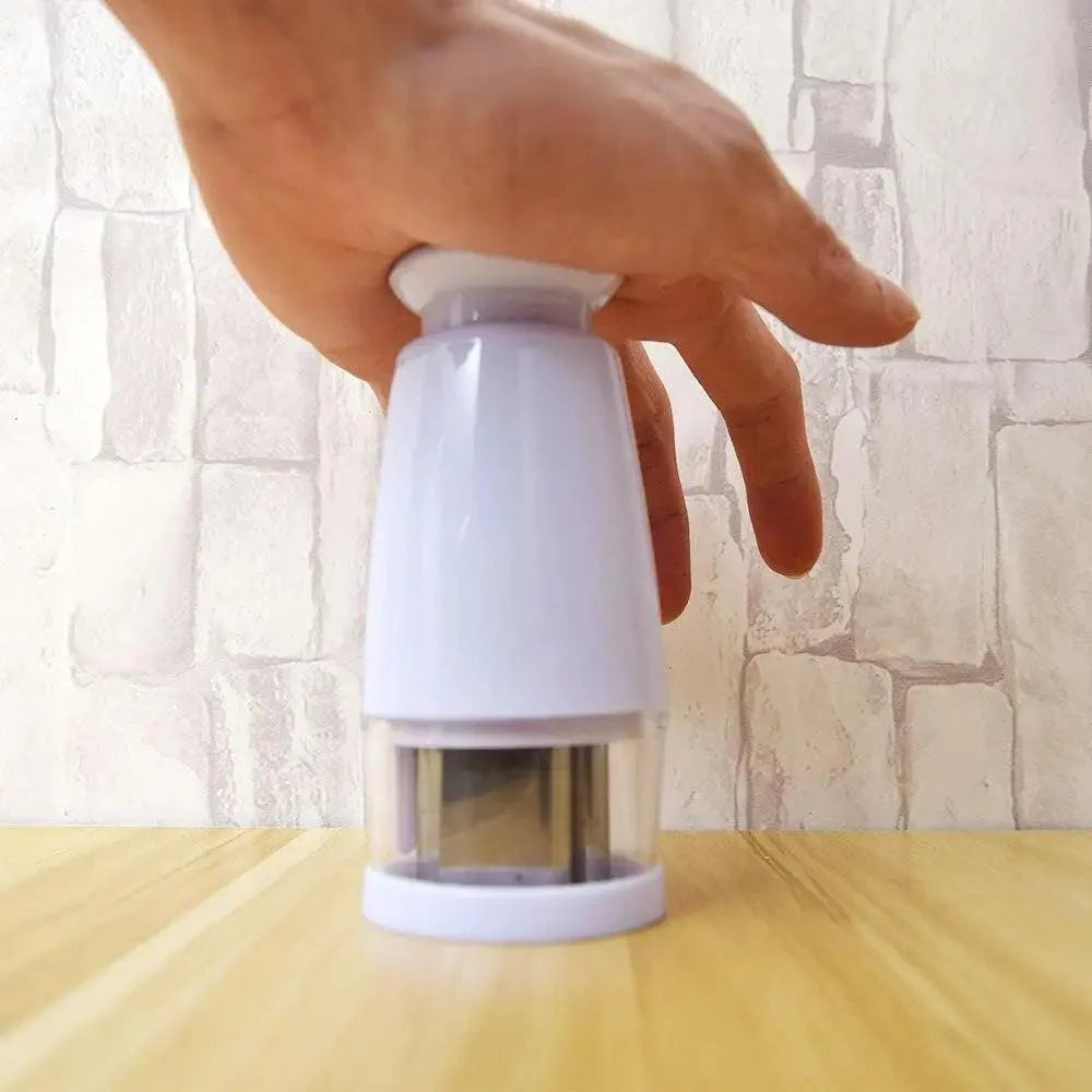 White kitchen chopper dicing vegetables easy one-press operation